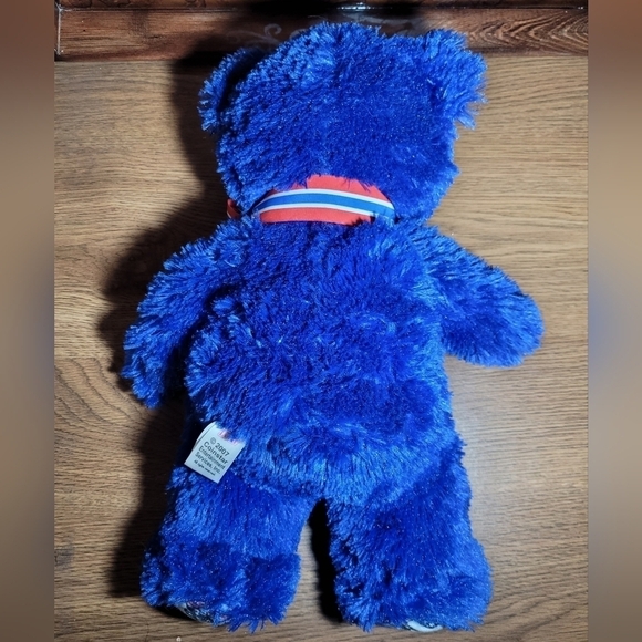 USA Teddy Bear Blue Plush~ Flag Nose~ Red White & Blue Bow~ Fourth Of July Decor - Picture 2 of 4